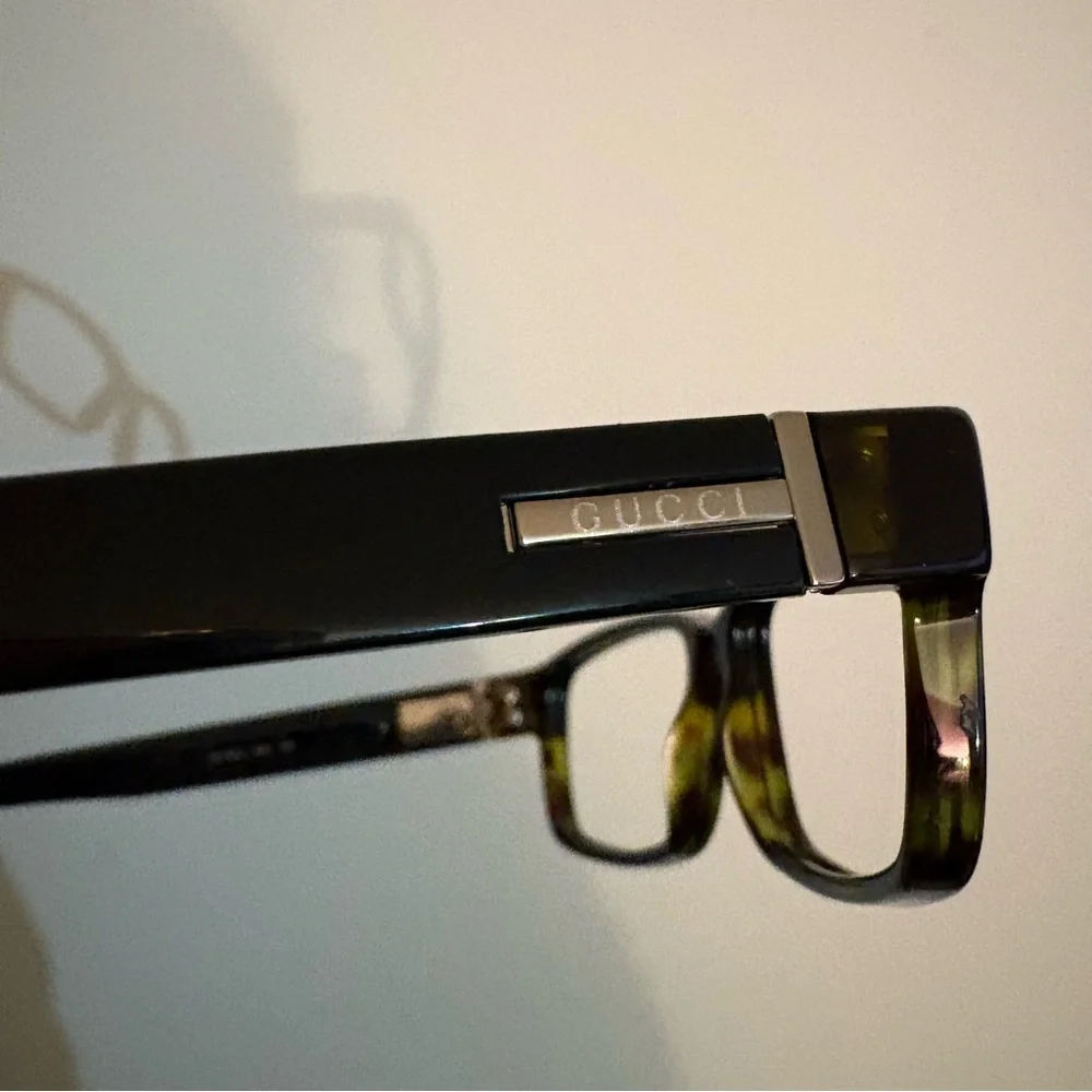 Gucci Green and Brown Tortoiseshell Rectangular Eyeglasses Frames
